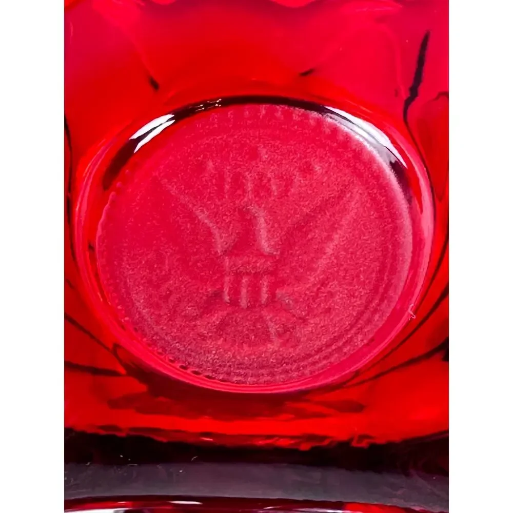 Fostoria Ruby Red Coin Glass Eagle Liberty Footed 8.5